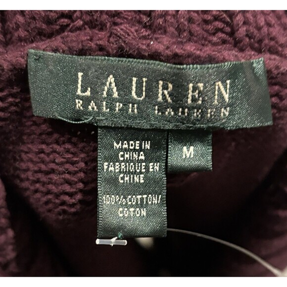 Lauren Ralph Lauren Sweater Womens Medium Purple Knit Long Sleeve Cotton Shawl - Picture 4 of 4
